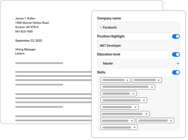Dr. Job’s AI Cover Letter Service - Keywords